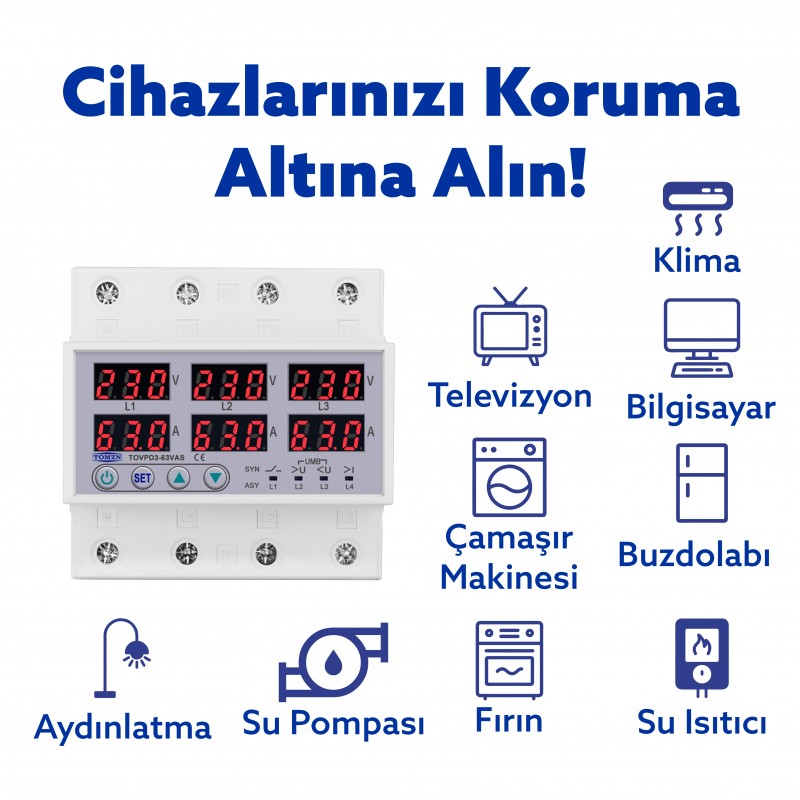 Tomzn gerilim koruma 380 volt